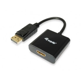Equip Adaptador DisplayPort Macho a HDMI Hembra - Resolucion hasta 1080p - Longitud 15cm - Color Negro