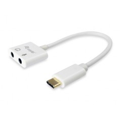 Equip Adaptador USB-C a Audio 2 Jack 3.5mm Hembra para Auricular y Microfono