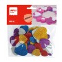 Apli Formas de Corazones Adhesivas de Goma Eva - 50 Formas - Medidas Surtidas - Material Suave y Seguro - Colores Surtidos Purpu