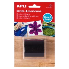 Apli Cinta Americana Multiuso - 50mm x 25m - Resistente al Agua y a la Intemperie - Adhesivo Fuerte y Duradero - Color Negro