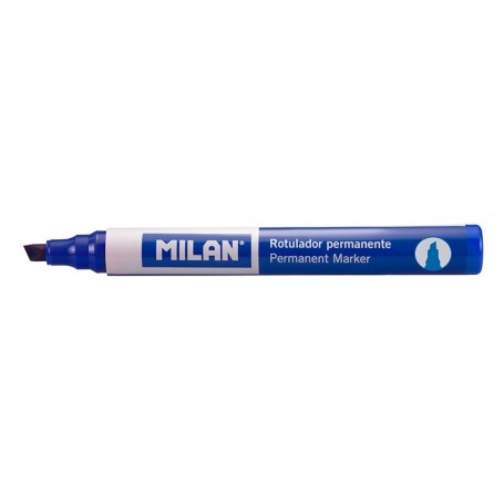 Milan Rotuladores Permanentes Punta Biselada - Punta 1 - 4mm - Tinta a Base de Alcohol - Color Azul Marino