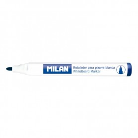 Milan Rotuladores para Pizarra Blanca con Punta Redonda - Punta 4.7 mm - Tinta a Base de Alcohol - Borrable en Seco - Color Azul