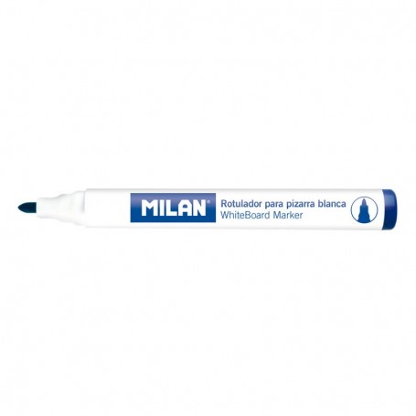 Milan Rotuladores para Pizarra Blanca con Punta Redonda - Punta 4.7 mm - Tinta a Base de Alcohol - Borrable en Seco - Color Azul