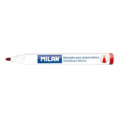 Milan Rotuladores para Pizarra Blanca con Punta Redonda - Punta 4.7 mm - Tinta a Base de Alcohol - Borrable en Seco - Color Rojo