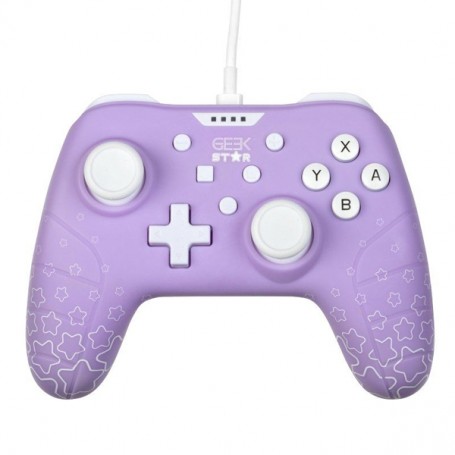 Konix Geek Star Amethyst Mando/Gamepad USB - Compatible con Nintendo Switch y PC - 13 Botones - Agarres Antideslizantes - Cable 