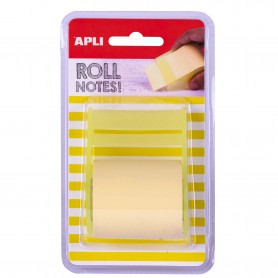 Apli Dispensador Nota Adhesiva Rollo - 50mm x 8m - Facil de Usar - Adhesivo de Calidad - Amarillo Pastel