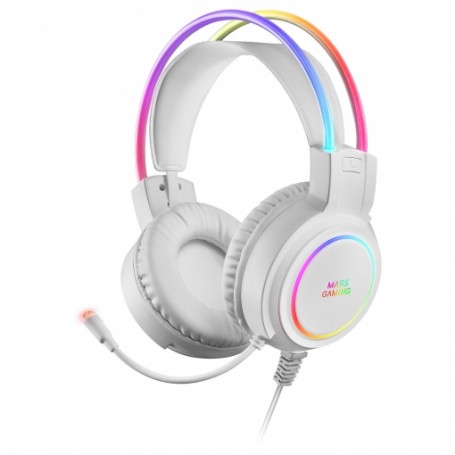 Mars Gaming Auriculares Gaming con Microfono Flexible - Iluminacion RGB - Diadema Ajustable - Almohadillas Acolchadas - Control 