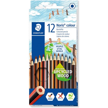 Staedtler Noris Colour 185 Pack de 12 Lapices Hexagonales de Colores - Fabricados en Wopex - Muy Resistentes - Madera de Fuentes