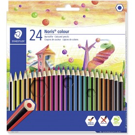 Staedtler Noris Colour 185 Pack de 24 Lapices Hexagonales de Colores - Fabricados en Wopex - Muy Resistentes - Madera de Fuentes