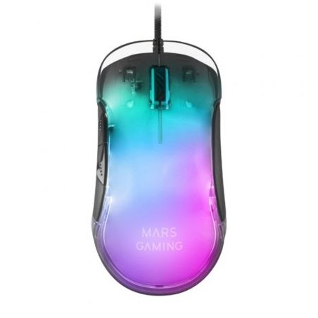 Mars Gaming MMGLOW Raton Gaming USB 12800dpi - Cuerpo con Acabado Espejo - 6 Botones - Iluminacion RGB Chroma - Uso Diestro - Ca