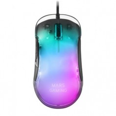 Mars Gaming MMGLOW Raton Gaming USB 12800dpi - Cuerpo con Acabado Espejo - 6 Botones - Iluminacion RGB Chroma - Uso Diestro - Ca