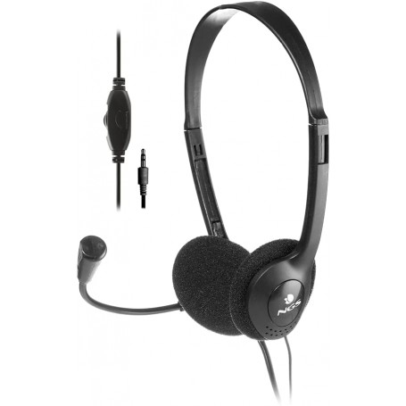 NGS MS103 Pro Auriculares con Microfono - Microfono Flexible - Diadema Ajustable - Control en Cable - Cable de 1.80m - Color Neg