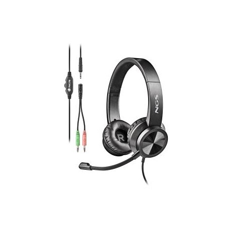 NGS MSX 11 Pro Auriculares con Microfono Flexible - Diadema Ajustable - Almohadillas Acolchadas - Control en Cable - Cable de 1.