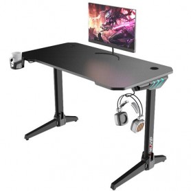 Muvip PRO500 Mesa Gaming Fibra de Carbono - Iluminacion RGB - Portavasos - Gancho para Auriculares - Compartimento de Almacenami