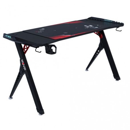 Muvip PRO900 Mesa Gaming XL Fibra de Carbono con Iluminacion RGB - Alfombrilla Gaming 900x566cm - Portavasos - Gancho para Auric
