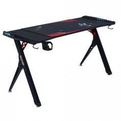 Muvip PRO900 Mesa Gaming XL Fibra de Carbono con Iluminacion RGB - Alfombrilla Gaming 900x566cm - Portavasos - Gancho para Auric