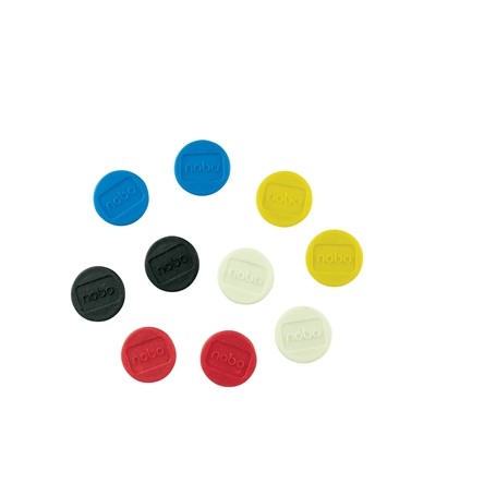 Nobo Pack de 10 Imanes Magneticos para Pizarra Blanca - 24mm - Colores Surtidos