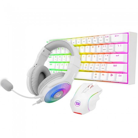 Redragon S129W Pack Gaming Teclado Mecanico Dragonborn K630W USB Antighosting + Raton Griffin M607W USB 7200dpi Uso Diestro + Au