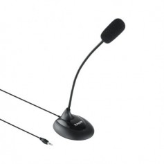 Tooq Microfono de Escritorio Flexible Omnidireccional - Interruptor On/Off - Cable de 2m - Jack 3.5mm - Color Negro