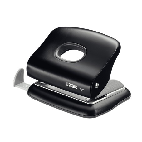 Rapid FC20 Taladro Perforador - Hasta 20 Hojas - Facil Vaciado - Punzones 5.5mm - Color Negro