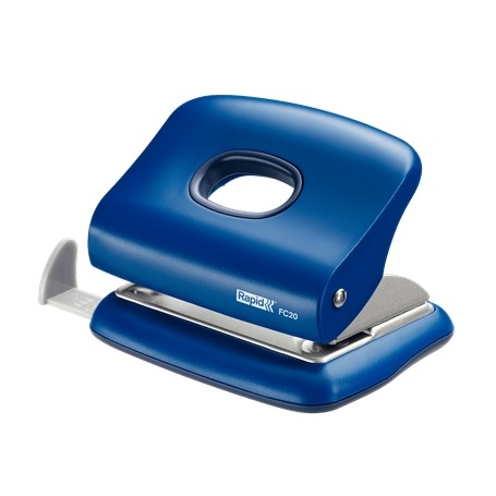 Rapid FC20 Taladro Perforador - Hasta 20 Hojas - Facil Vaciado - Punzones 5.5mm - Color Azul