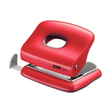 Rapid FC20 Taladro Perforador - Hasta 20 Hojas - Facil Vaciado - Punzones 5.5mm - Color Rojo