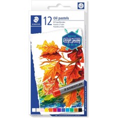 Staedtler Pasteles al Oleo 2420 Pack de 12 Ceras Blandas - Resistencia a la Rotura - Extremadamente Brillantes - Colores Surtido