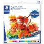Staedtler Pasteles al Oleo 2420 Pack de 24 Ceras Blandas - Resistencia a la Rotura - Extremadamente Brillantes - Colores Surtido