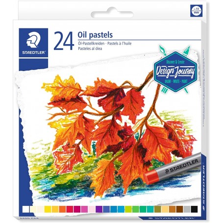 Staedtler Pasteles al Oleo 2420 Pack de 24 Ceras Blandas - Resistencia a la Rotura - Extremadamente Brillantes - Colores Surtido