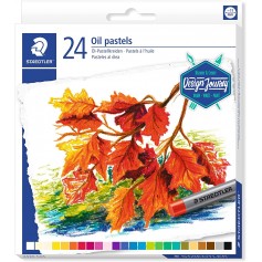 Staedtler Pasteles al Oleo 2420 Pack de 24 Ceras Blandas - Resistencia a la Rotura - Extremadamente Brillantes - Colores Surtido