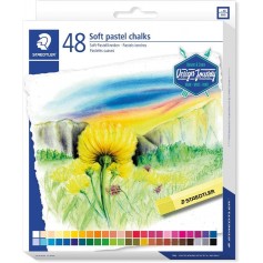 Staedtler 2430 Pack de 48 Tizas Pastel Suave - Excelentes para Mezclar Colores - Resistencia a la Luminosidad - Colores Surtidos