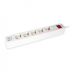 Equip Regleta Alimentacion - 5 Tomas Schuko + 2 USB - Interruptor On/Off - Cable de 1.50m