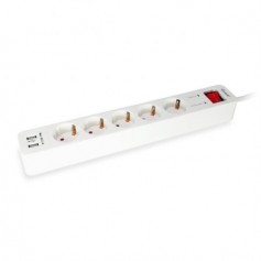 Equip Regleta Alimentacion - 5 Tomas Schuko + 2 USB - Interruptor On/Off - Cable de 1.50m
