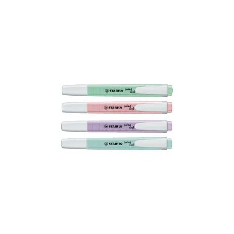 Stabilo Swing Cool Pastel Pack de 4 Marcadores Fluorescentes - Cuerpo Plano - Punta Biselada - Trazo entre 1 y 4mm - Tinta con B
