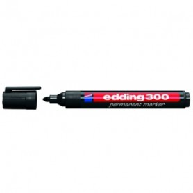 Edding 300 Rotulador Permanente - Punta Redonda - Trazo entre 1.5 y 3 mm. - Tinta Casi Inodora - Capuchon con Clip - Secado Rapi