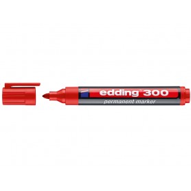 Edding 300 Rotulador Permanente - Punta Redonda - Trazo entre 1.5 y 3 mm. - Tinta Casi Inodora - Capuchon con Clip - Secado Rapi