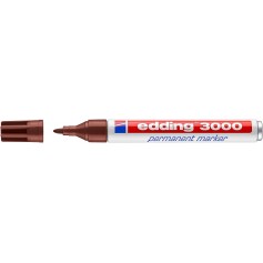 Edding 3000 Rotulador Permanente - Punta Redonda de 1.5mm - Trazo entre 1.5 y 3mm - Recargable - Secado Rapido - Color Marron