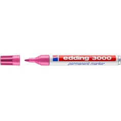 Edding 3000 Rotulador Permanente - Punta Redonda de 1.5mm - Trazo entre 1.5 y 3mm - Recargable - Secado Rapido - Color Rosa