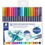 Staedtler 3001 Pack de 18 Rotuladores Acuarelables de Doble Punta - Colores Surtidos