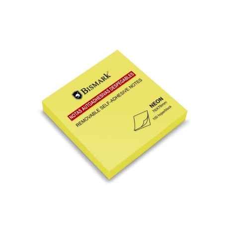 Bismark Bloc de 100 Notas Adhesivas 76x76mm - Color Amarillo Neon