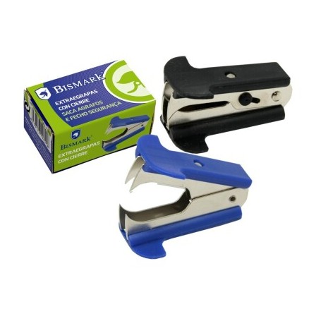 Bismark Quitagrapas Tipo Pinza - Cuerpo Metalico con Empuñadura de Plastico - Cierre de Seguridad
