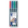 Staedtler Lumocolor 318 Pack de 4 Rotuladores Permanentes - Punta Fina Redonda - Trazo 0.6mm - Capuchon con Clip - Secado Rapido