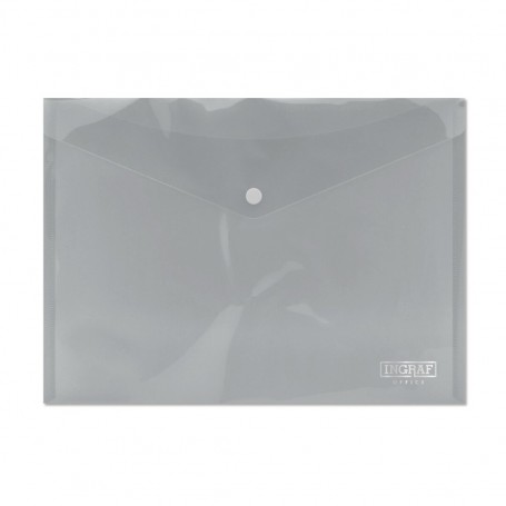 Ingraf Sobre con Cierre de Broche - Polipropileno - Tamaño A4 - Transparente