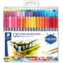 Staedtler 3200 Pack de 120 Rotuladores de Doble Punta - Resistente a la Presion - Colores Surtidos