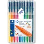 Staedtler Triplus Color 323 Pack de 10 Rotuladores de Punta Fina - Trazo de 1mm Aprox - Tinta Base de Agua - Colores Surtidos