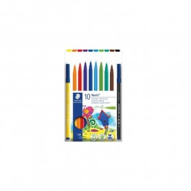 Staedtler 326 Pack de 10 Rotuladores Punta de Fibra - Trazo 1.0mm Aprox - Resistente a la Presion - Tinta a Base de Agua Antisec