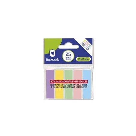 Bismark Pack de 125 Indices Adhesivos 45mm x 12mm - Colores Pastel Surtidos