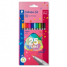 Staedtler Triplus Fineliner 334 Pack de 10 Rotuladores de Punta Fina - Trazo 0.3mm Aprox - Tinta Base de Agua - Colores Surtidos