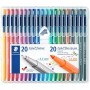 Staedtler Triplus Pack de 20 Rotuladores de Punta Fina 0.3mm + 20 Rotuladores de Punta Fibra 1mm - Capuchon con Clip - Colores S