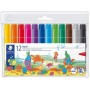 Staedtler Noris Watercolour 341 Pack de 12 Rotuladores de Gran Tamaño - Trazo 3mm Aprox - Lavable Facilmente - Tinta Base de Agu